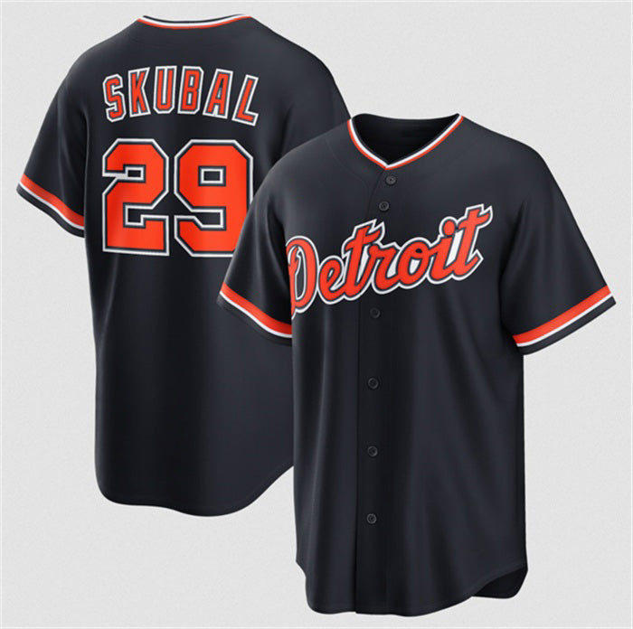 Boles Detroit Tigers #29 Tarik Skubal Navy  Alternate Stitched Jersey