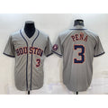 Boles Houston Astros #3 Jeremy Pena Number Grey  With Patch Stitched Cool Base Jersey