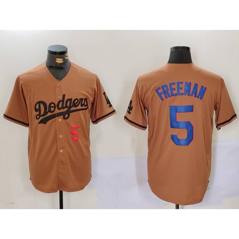 Boles Los Angeles Dodgers #5 Freddie Freeman Number Olive  Cool Base Limited Stitched Jersey 2