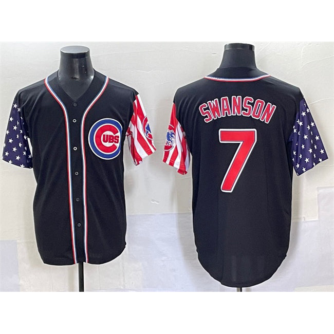 Boles  Chicago Cubs #7 Dansby Swanson Black  2025 Independence Day Vapor Premier Limited Stitched Jersey