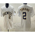 Boles    Milwaukee Brewers #2 Brice Turang White  Limited Jersey