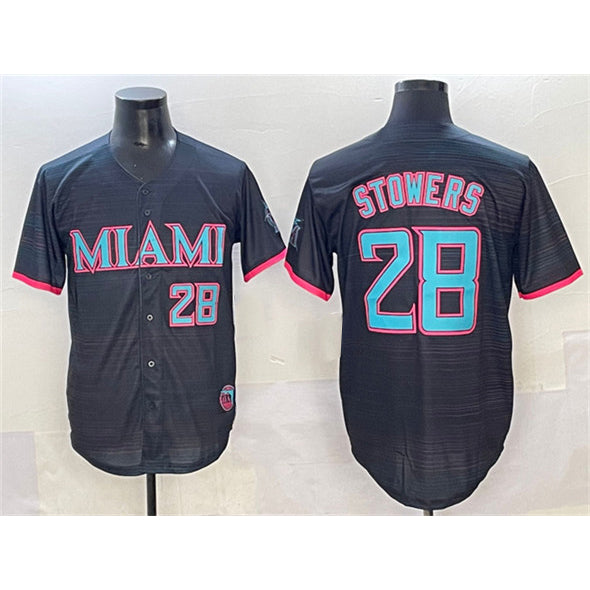 Boles  Miami Marlins #28 Kyle Stowers Black  2025 City Connect Limited Stitched Jersey