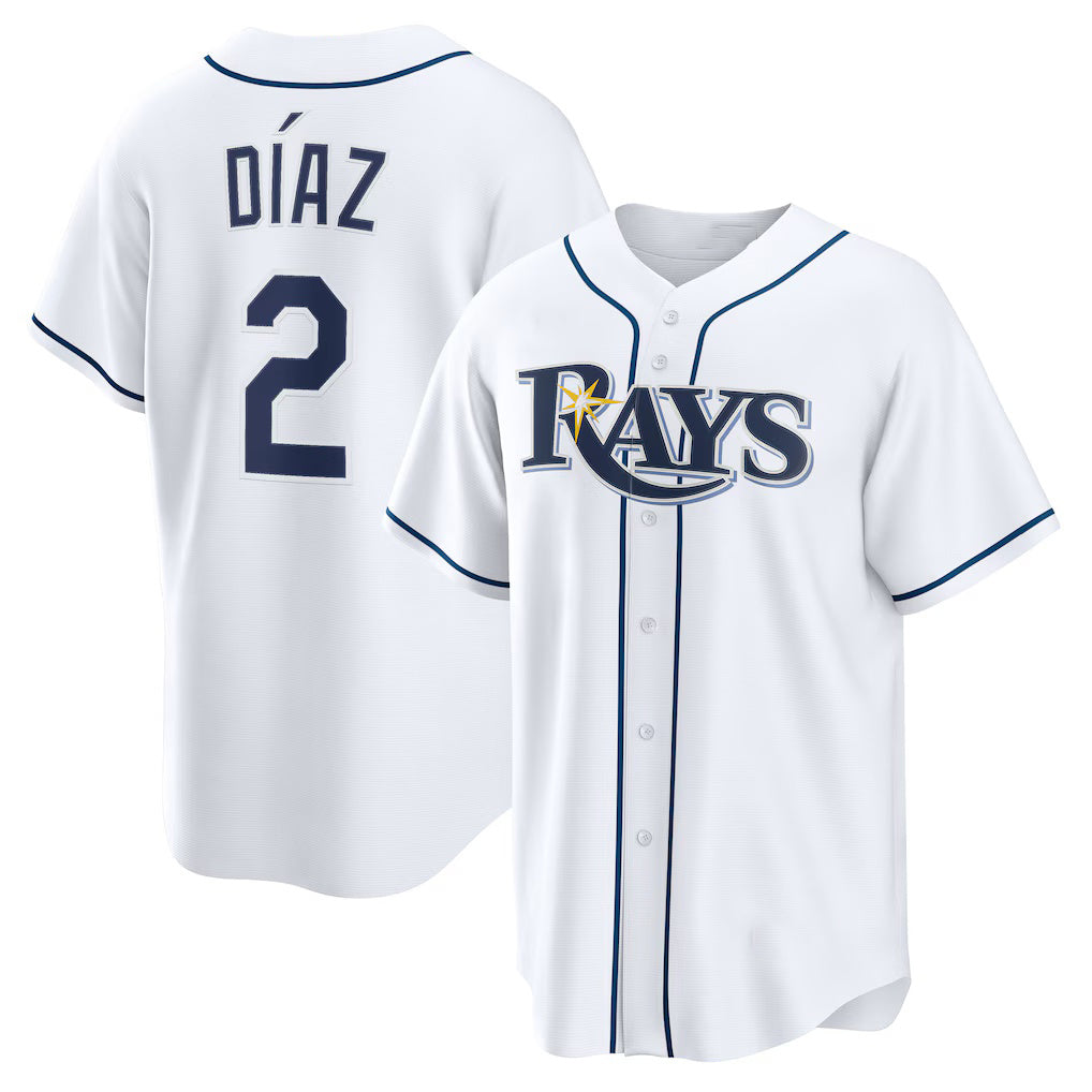 Boles Tampa Bay Rays #2 Yandy D¨ªaz White  Home Replica Jersey