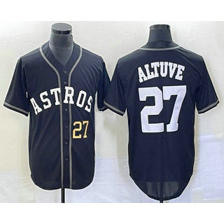 Boles Houston Astros #27 Jose Altuve Number Black  Cool Base Stitched Jersey
