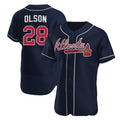 Boles Atlanta Braves #28 Matt Olson Navy  Flex Base Stitched Jersey