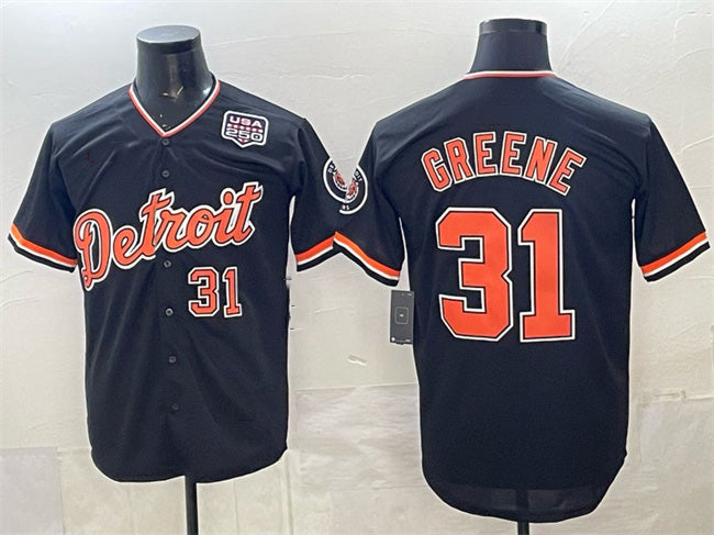 Boles Detroit Tigers #31 Riley Greene Navy  2026 Alternate USA 250' Patch Vapor Premier Limited Stitched Jersey