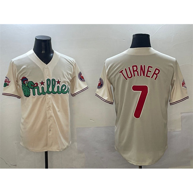 Boles  Philadelphia Phillies #7 Trea Turner Cream  Phanatic Limited Stitched Jersey