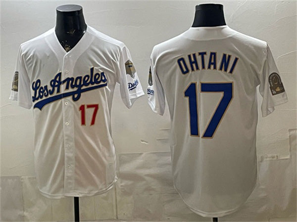 Boles Los Angeles Dodgers #17 Shohei Ohtani White  2026 Gold Collection 9x & B2B Champs Patch Stitched Jersey