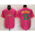 Boles  San Diego Padres #13 Manny Machado Pink  Cool Base Stitched Jersey 2