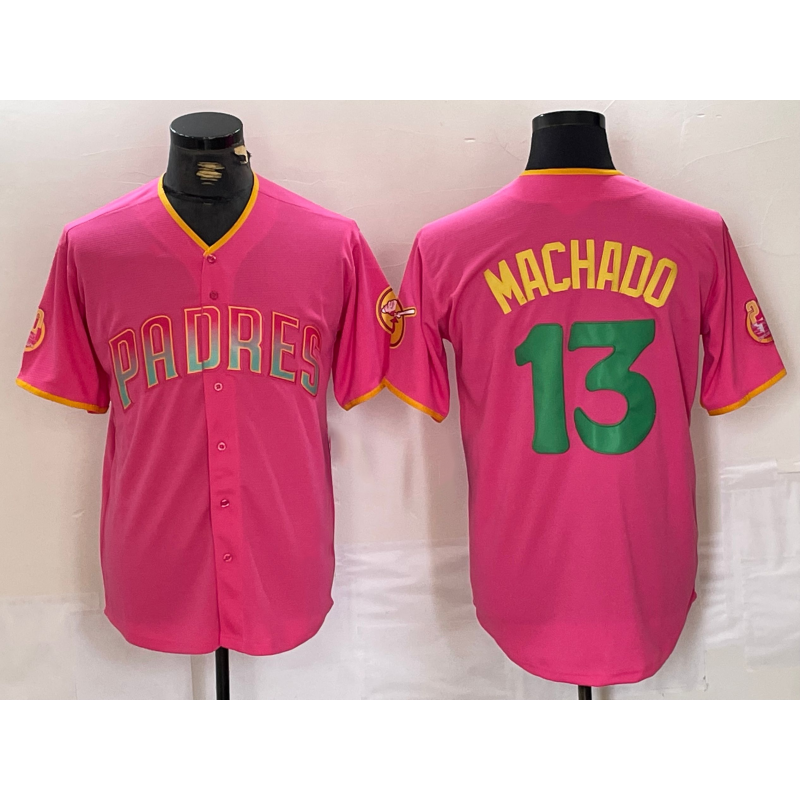 Boles  San Diego Padres #13 Manny Machado Pink  Cool Base Stitched Jersey 2