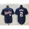 Boles  New York Yankees #2 Derek Jeter Navy  With Patch Cool Base Stitched Jersey