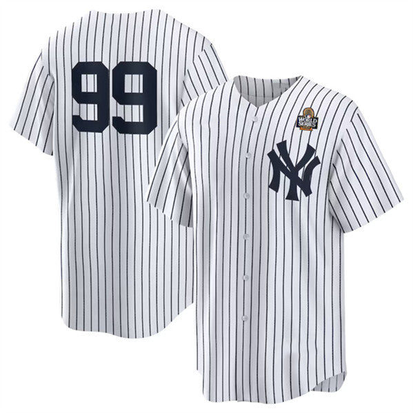 Boles  New York Yankees #99 Aaron Judge White  2024 World Series Cool Base Stitched Jersey