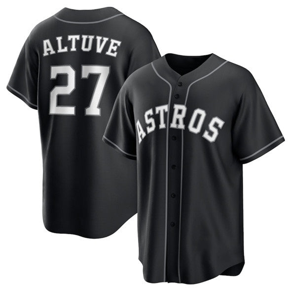 Boles Houston Astros #27 Jose Altuve Black  Lights Out Limited Stitched Jersey