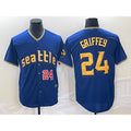 Boles Seattle Mariners #24 Ken Griffey Number Blue  2023 City Connect Cool Base Stitched Jersey 1