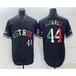Boles Houston Astros #44 Yordan Alvarez Number Mexico Black  Cool Base Stitched Jersey
