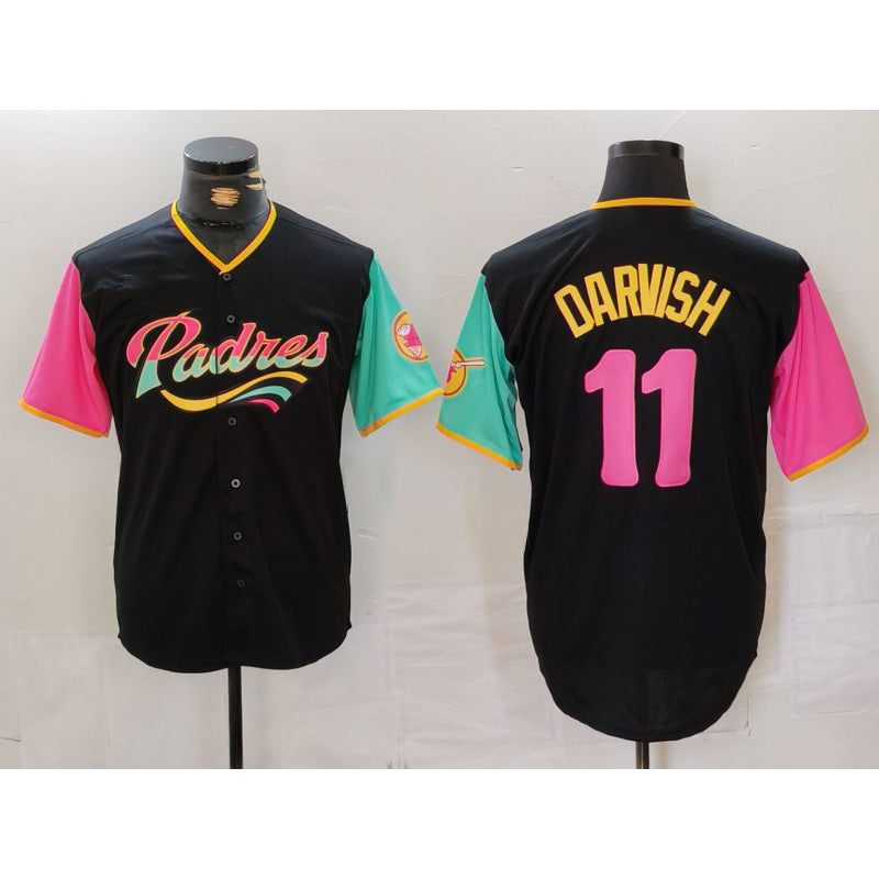 Boles  San Diego Padres #11 Yu Darvish Black  Fashion Jersey