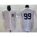 Boles  New York Yankees #99 Aaron Judge White  With Patch 2024 Cool Base Stitched Jersey