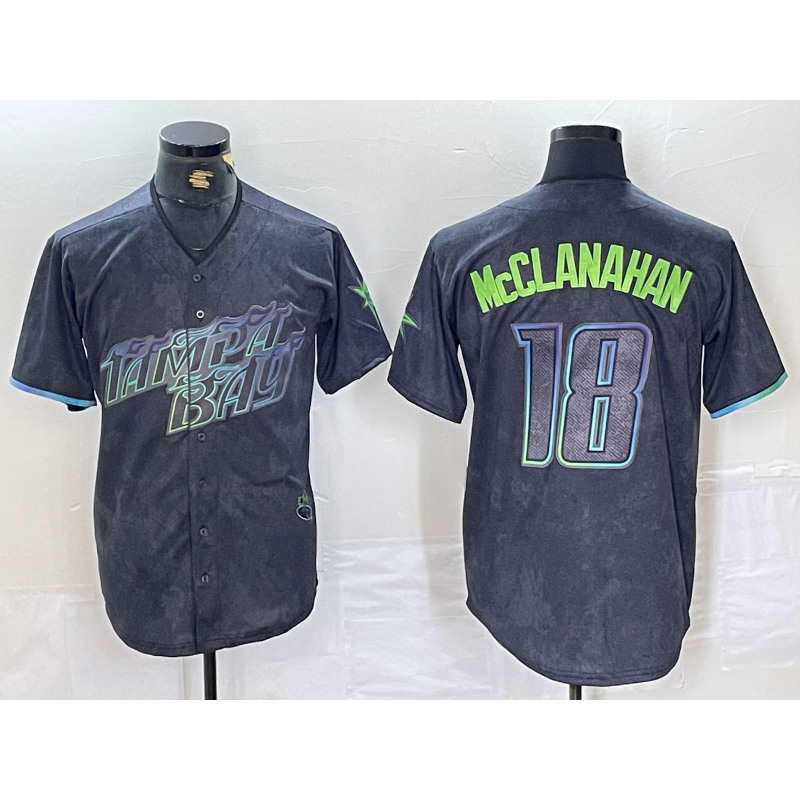 Boles Tampa Bay Rays #18 Shane McClanahan Charcoal  2024 City Connect Limited Stitched Jersey
