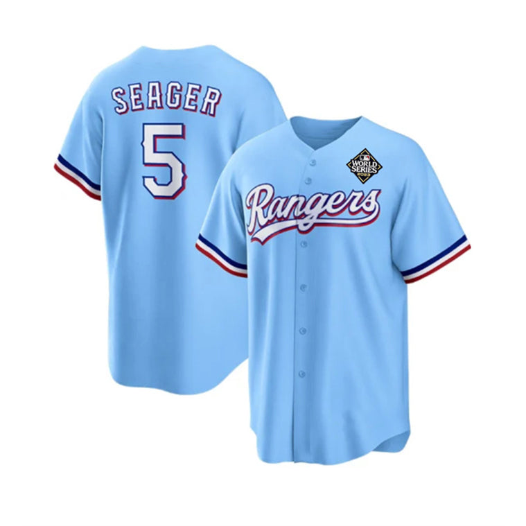 Boles Texas Rangers #5 Corey Seager Blue  2023 World Series Stitched Jersey