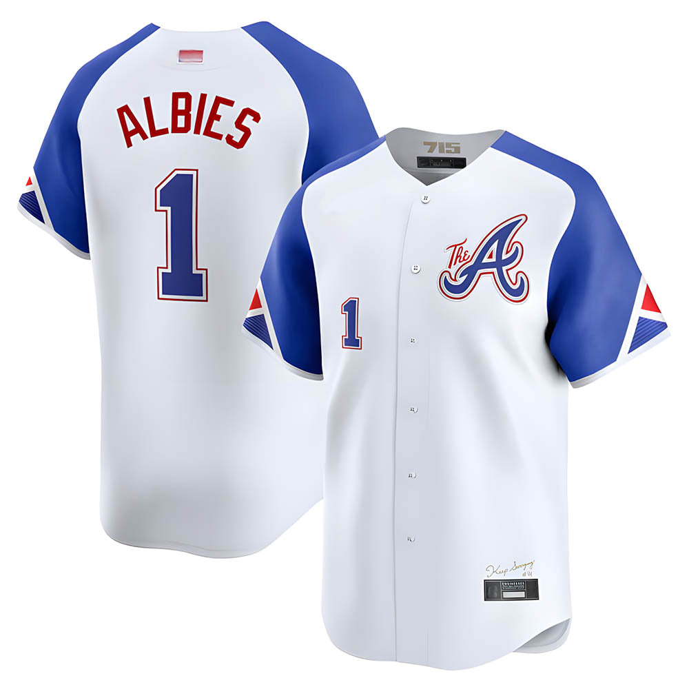 Boles A.Braves #1 Ozzie Albies Player Blue City Connect Stitched Jerseys