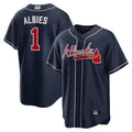 Boles A.Braves #1 Ozzie Albies Player Navy Alternate Stitched Jerseys