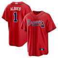 Boles A.Braves #1 Ozzie Albies Player Red Alternate Stitched Jerseys
