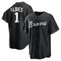 Boles A.Braves #1 Ozzie Albies Player Black&White Replica Stitched Jerseys