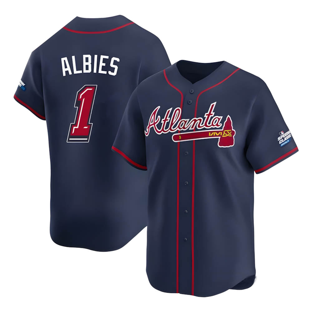 Boles A.Braves #1 Ozzie Albies Player Navy Limited 2025 Speedway Classic Alternate Stitched Jerseys