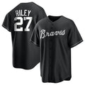 Boles A.Braves #27 Austin Riley Player Black&White Replica Stitched Jerseys