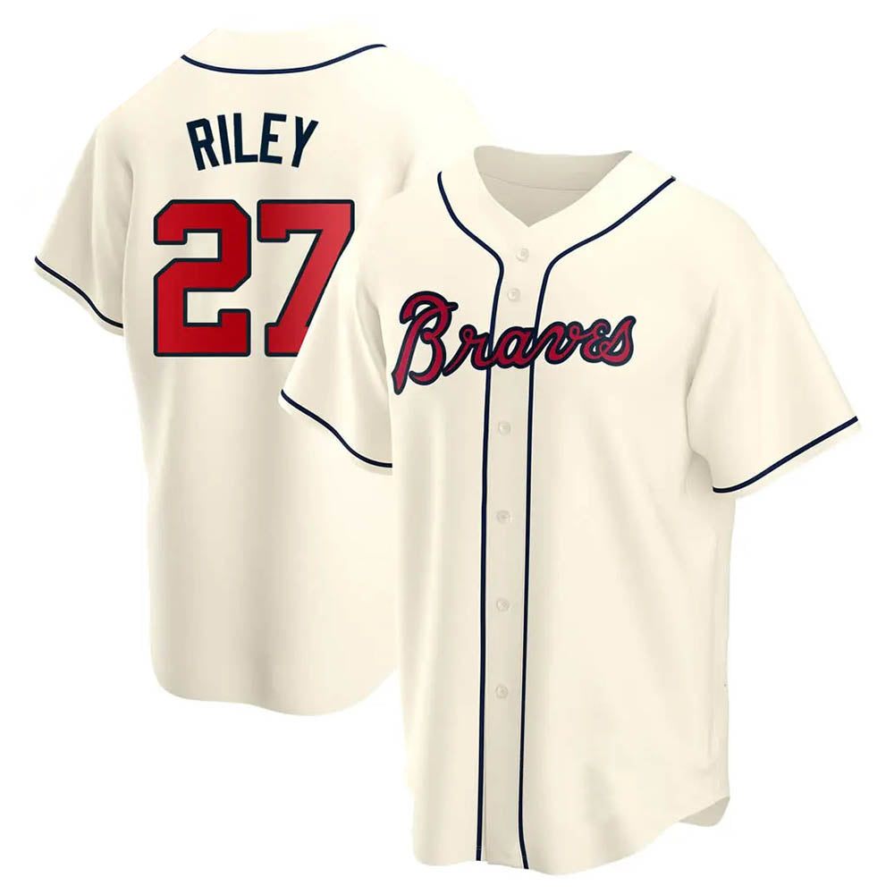 Boles A.Braves #27 Austin Riley Player Cream Replica Alternate Stitched Jerseys