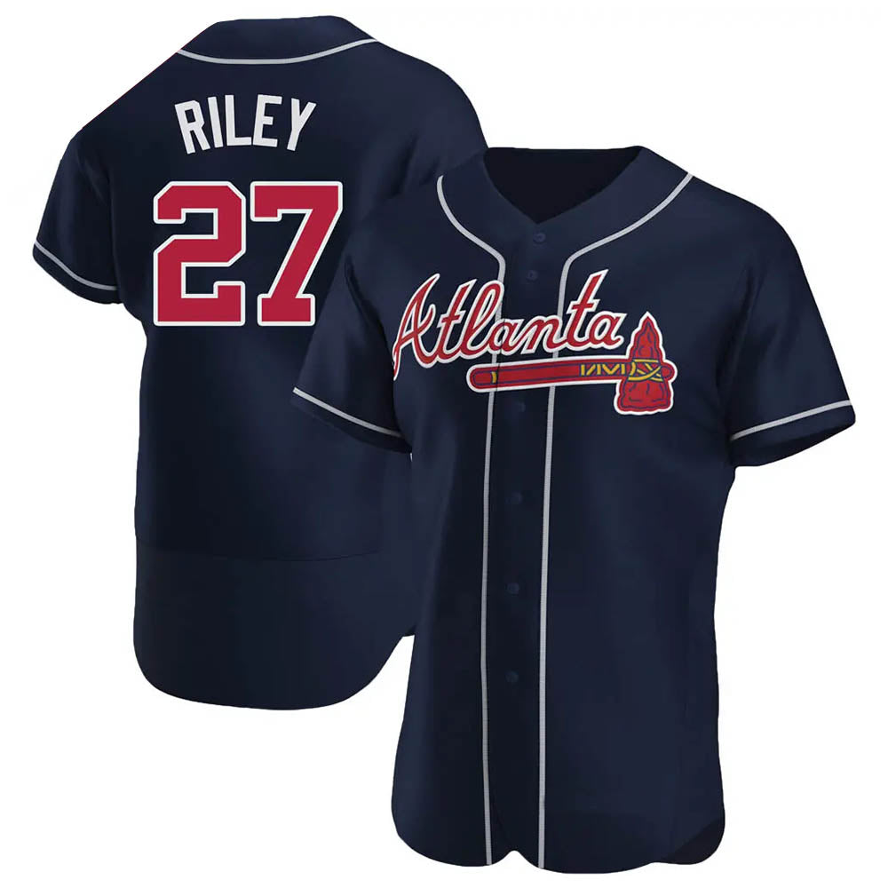 Boles A.Braves #27 Austin Riley Player Navy Authentic Alternate Stitched Jerseys