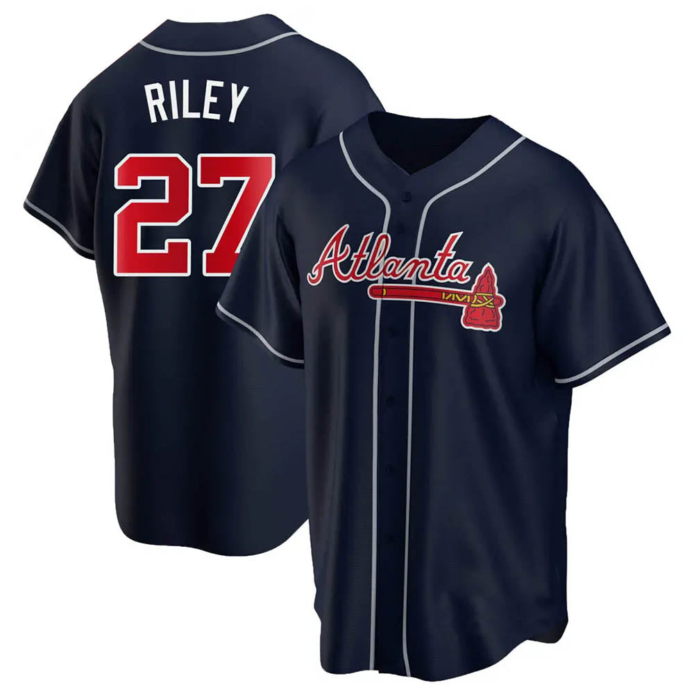 Boles A.Braves #27 Austin Riley Player Navy Replica Alternate Stitched Jerseys