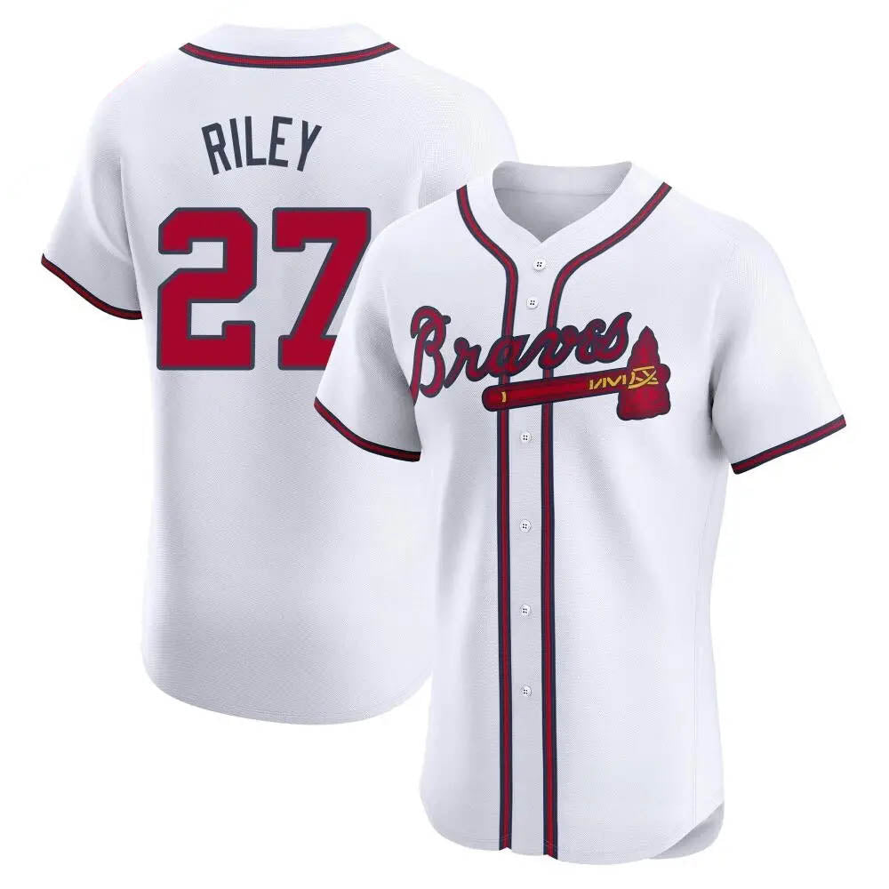 Boles A.Braves #27 Austin Riley Player White Elite Home Stitched Jerseys