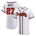 Boles A.Braves #27 Austin Riley Player White&Gold Authentic Program Stitched Jerseys