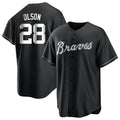 Boles A.Braves #28 Matt Olson Player Black&White Replica Stitched Jerseys