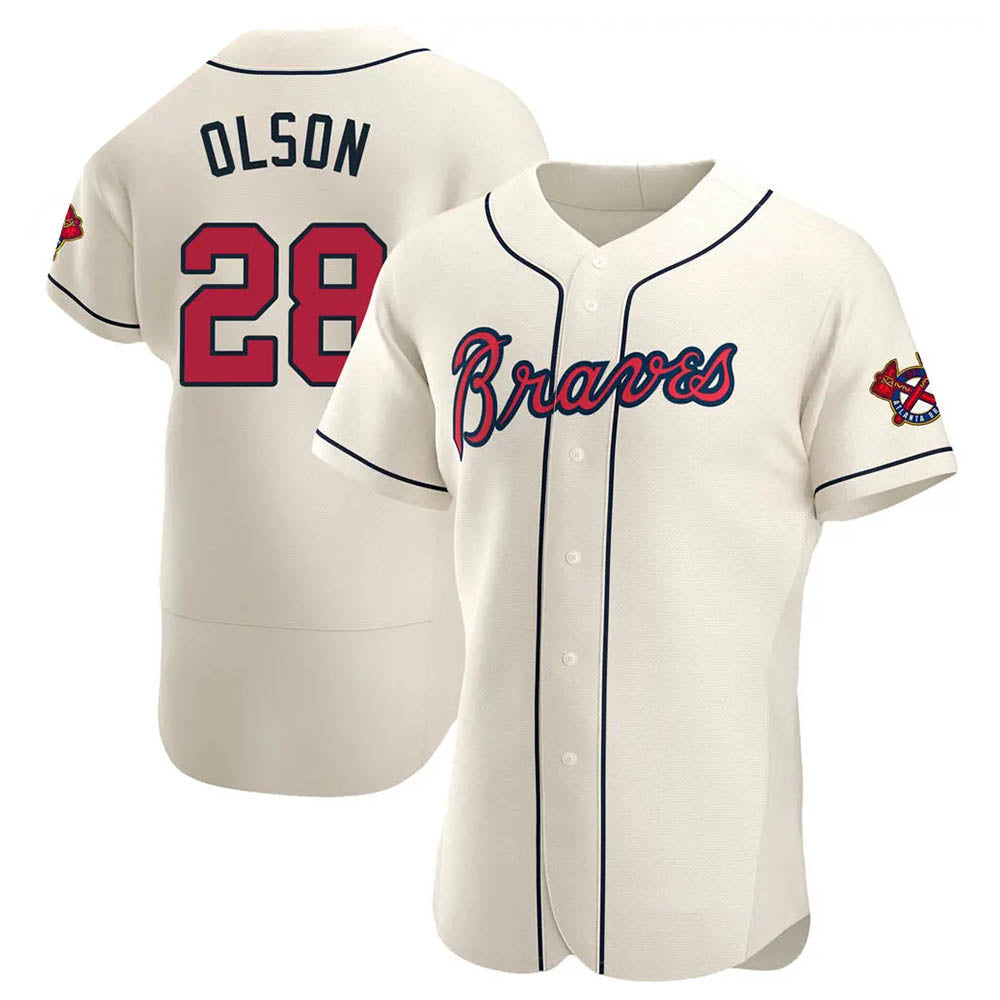 Boles A.Braves #28 Matt Olson Player Cream Authentic Alternate Stitched Jerseys