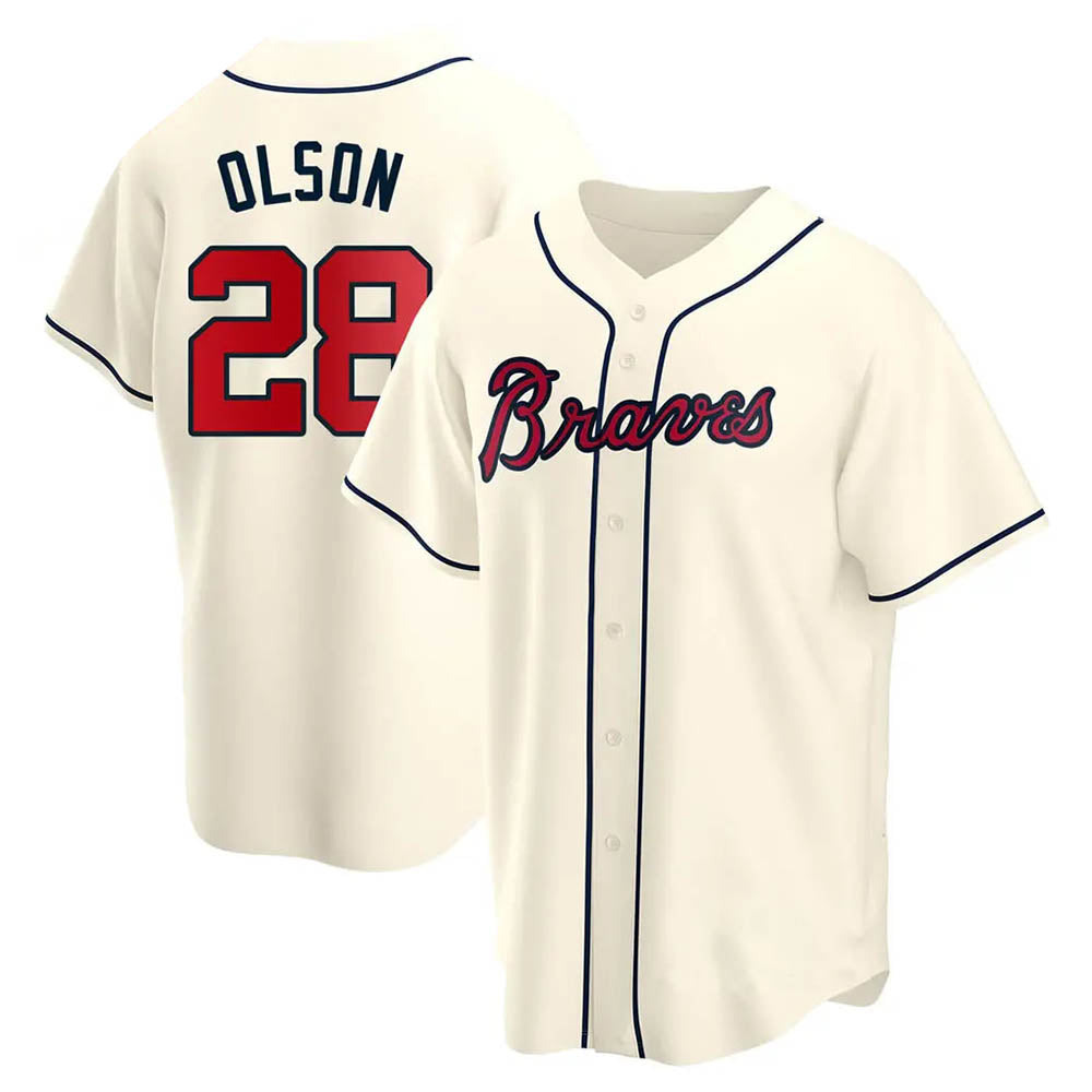 Boles A.Braves #28 Matt Olson Player Cream Replica Alternate Stitched Jerseys