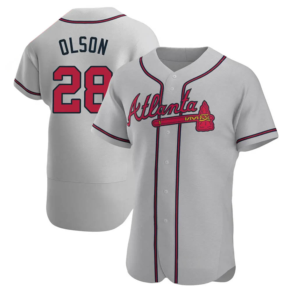 Boles A.Braves #28 Matt Olson Player Gray Authentic Road Stitched Jerseys