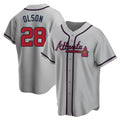 Boles A.Braves #28 Matt Olson Player Gray Replica Road Stitched Jerseys