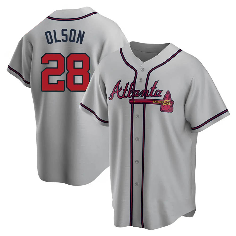 Boles A.Braves #28 Matt Olson Player Gray Replica Road Stitched Jerseys