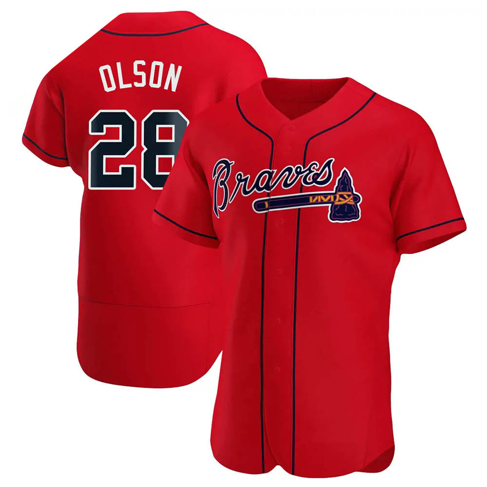 Boles A.Braves #28 Matt Olson Player Red Authentic Alternate Stitched Jerseys