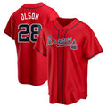 Boles A.Braves #28 Matt Olson Player Red Replica Alternate Stitched Jerseys