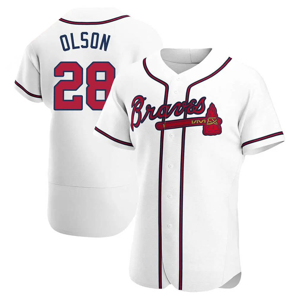 Boles A.Braves #28 Matt Olson Player White Authentic Home Stitched Jerseys