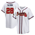 Boles A.Braves #28 Matt Olson Player White&Gold Replica Program Stitched Jerseys