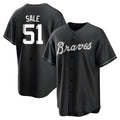 Boles A.Braves #51 Chris Sale Player White&Black Replica Stitched Jerseys