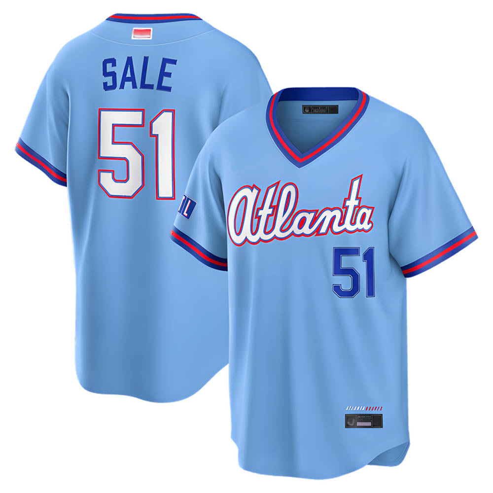 Boles A.Braves #51 Chris Sale Player Powder Blue 2026 City Connect T shirt Stitched Jerseys