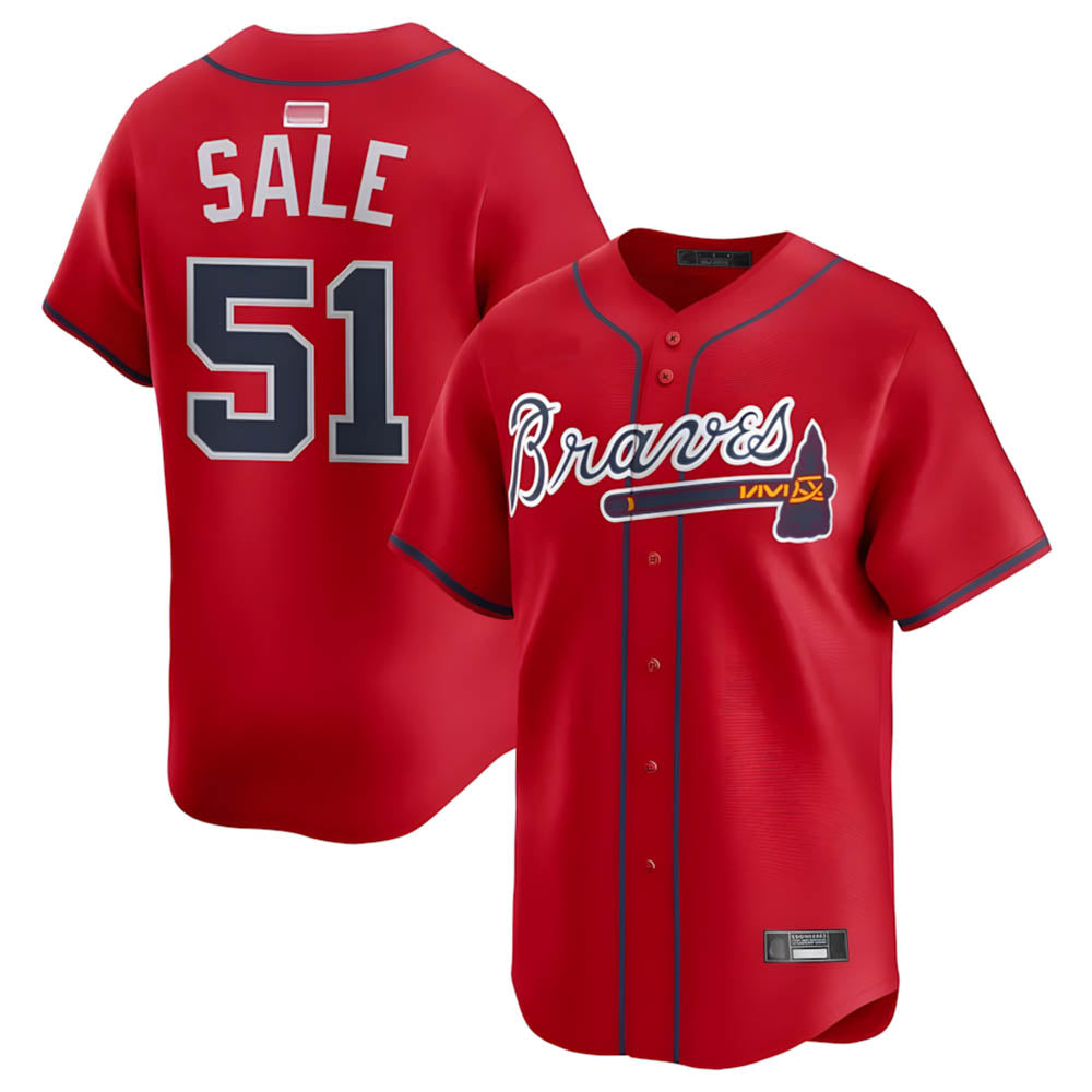 Boles A.Braves #51 Chris Sale Player Red Alternate Limited Stitched Jerseys