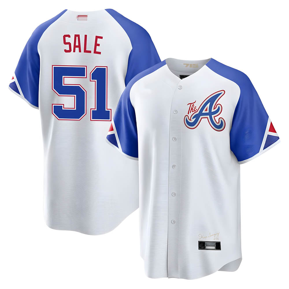 Boles A.Braves #51 Chris Sale Player White City Connect Limited Stitched Jerseys