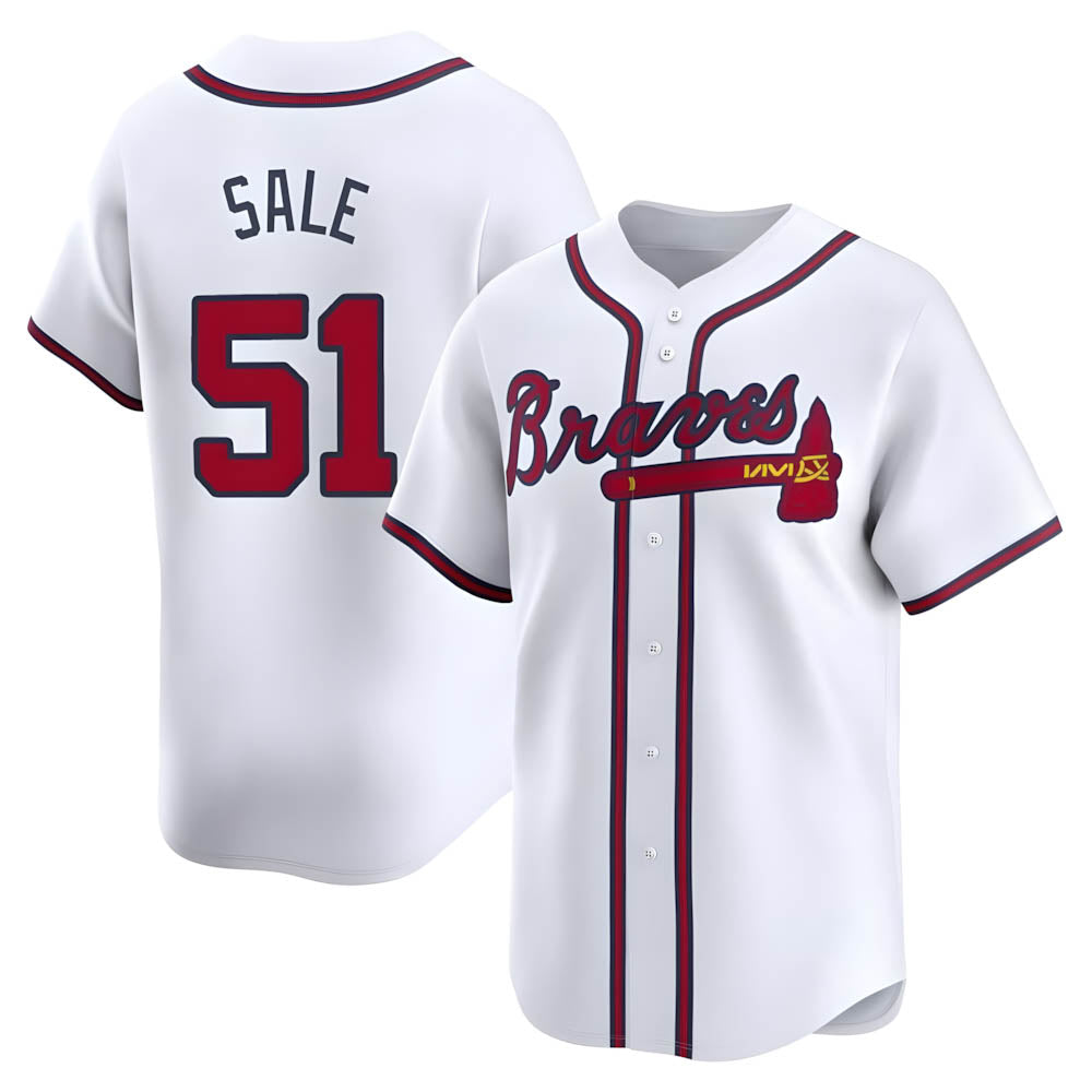 Boles A.Braves #51 Chris Sale Player White Limited Home Stitched Jerseys