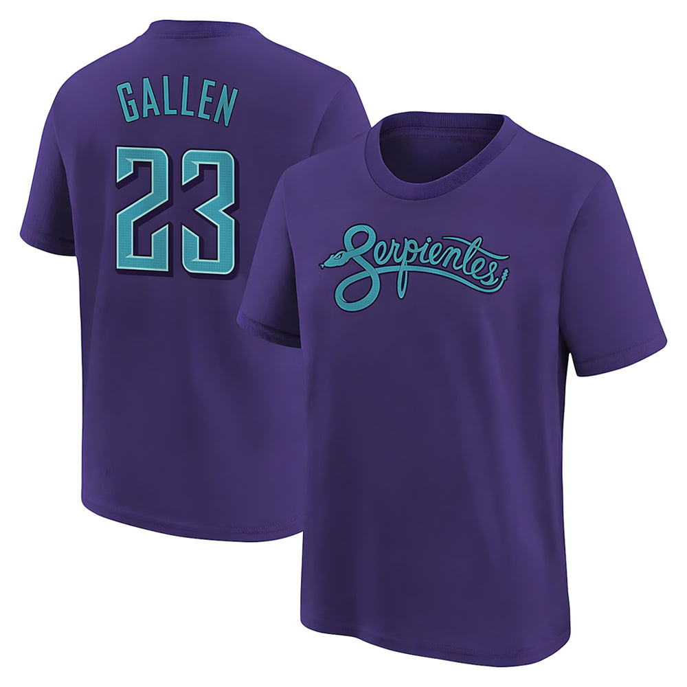 Boles A.Diamondbacks #23 Zac Gallen Player Purple Fuse City Connect round collar T shirt Stitched Jerseys